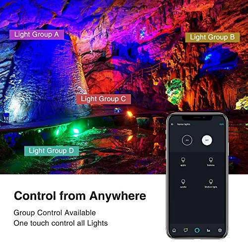 Novostella 2 Pack 20W Smart LED Flood Lights, RGBCW, 2700K-6500K, 2000LM, WiFi Outdoor Dimmable Color Changing Stage… 6 Novostella 2 Pack 20W Smart LED Flood Lights, RGBCW, 2700K-6500K, 2000LM, WiFi Outdoor Dimmable Color Changing Stage… - Image 6