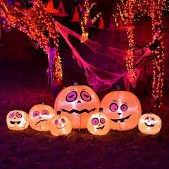 Twinkle Star 8 Ft Long Halloween Lighted Inflatable Pumpkins, Outdoor Indoor Holiday Decorations, LED Lights Animated… -Garden Supply Store 61GHPYeqrmL