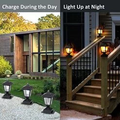 Solar Post Light,Outdoor Post Cap Light Flickering Flame Light For Fence, 4 X 4 LED Waterproof Deck Lamp Post Top Solar… -Garden Supply Store 61H17dpjKoL