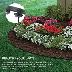 Landscape Edging 20ft No Dig Landscape Edging Kit, Black Garden Edging Border With 20 Spikes, For Flower Bed Edging Decor And Gardens, Lawn (Black-20ft) -Garden Supply Store 61HG5ODUhOL