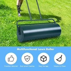 Goplus Lawn Roller, Push/Tow Behind Water/Sand Filled Steel Yard Sod Roller For Garden Backyard, 13 Gallon/48 L, 24″x13″ -Garden Supply Store 61HVqASAeVS 1