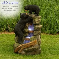 Alpine TZL178 Mom And Bear Cub Climbing Waterfall Fountain With LED Lights, 36″ Tall -Garden Supply Store 61I6PISYWiL