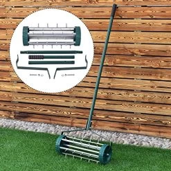 Heavy Duty Rolling Garden Lawn Aerator Roller Home Grass Steel Handle Green New