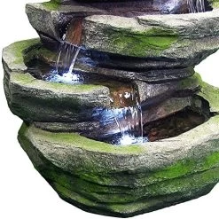 Sunnydaze Cobblestone Rock Waterfall Fountain With LED Lights – Outdoor Fountain & Backyard Water Feature For The Patio… -Garden Supply Store 61KjlSHeiCL