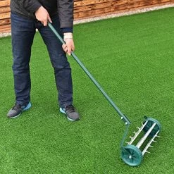 Heavy Duty Rolling Garden Lawn Aerator Roller Home Grass Steel Handle Green New -Garden Supply Store 61M2YodJOBL