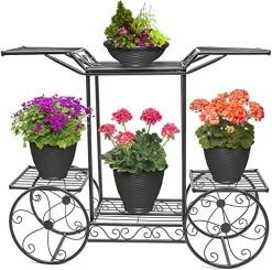 Sorbus Garden Cart Stand & Flower Pot Plant Holder Display Rack 6 Tiers Parisian Style – Perfect For Home Garden Patio…