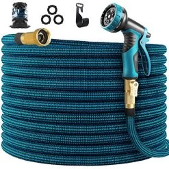 WHIMSWIT 100FT Garden Hose Expandable Hose, Flexible Water Hose With 10 Spray Nozzle, Car Wash Hose With Solid Brass…
