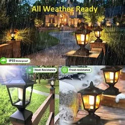 Solar Post Light,Outdoor Post Cap Light Flickering Flame Light For Fence, 4 X 4 LED Waterproof Deck Lamp Post Top Solar… -Garden Supply Store 61RWu2BMo8SL