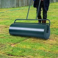 Goplus Lawn Roller, Push/Tow Behind Water/Sand Filled Steel Yard Sod Roller For Garden Backyard, 17 Gallon/63 L, 36″x12″ -Garden Supply Store 61T uq6GAqS