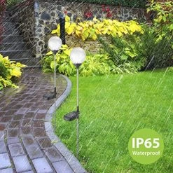 Solar Garden Lights Outdoor, 2 Pack Solar Globe Lights, Color-Changing LED Path Stake Lights Auto On/Off Dusk To Dawn… -Garden Supply Store 61TZFFqS75L