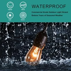 ADDLON 48ft Outdoor String Lights Commercial Great Weatherproof Strand 18 Edison Vintage Bulbs 15 Hanging Sockets UL… -Garden Supply Store 61VY1WVx9 L