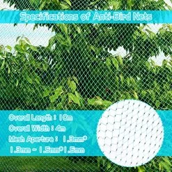 Anti-Bird Netting 33Ft X 13Ft (10m X 4m) Nylon Woven With 100Pcs Nylon Cable Ties Garden Farm Plants Fencing Mesh Fruits Protector Durable Fish Ponds Cover Green -Garden Supply Store 61Va3d09sWL