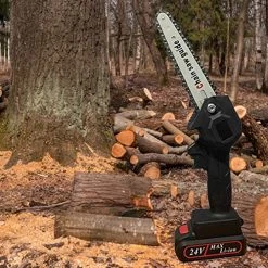 Mini 6 Inch Electric Chain Saw Cordless Chainsaw Felling Tree Felling Household Small Handheld Portable Lithium Electric… -Garden Supply Store 61WSPZG3zfL