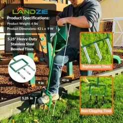 Landzie Hollow Tine Fork Lawn Aerator – 42 Inch Manual Stainless Steel Gardening Hand Tool – Grass Dethatcher Aerator… -Garden Supply Store 61a0pthkOpL