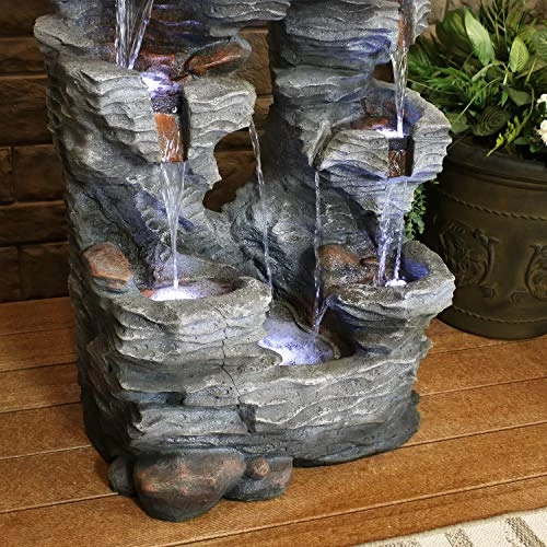 Sunnydaze Dual Cascading Rock Falls Outdoor Water Fountain With LED Lights & Electric Submersible Pump – Patio Lawn… 7 Sunnydaze Dual Cascading Rock Falls Outdoor Water Fountain With LED Lights & Electric Submersible Pump – Patio Lawn… - Image 7