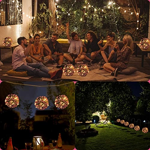 Solar Lantern Hanging Lights Outdoor Waterproof Solar Garden Bulb Lights Decor For Yard Porch Tree Fence Patio (Red) 7 Solar Lantern Hanging Lights Outdoor Waterproof Solar Garden Bulb Lights Decor For Yard Porch Tree Fence Patio (Red) - Image 7