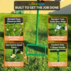 Landzie Hollow Tine Fork Lawn Aerator – 42 Inch Manual Stainless Steel Gardening Hand Tool – Grass Dethatcher Aerator… -Garden Supply Store 61crrvvgHpL