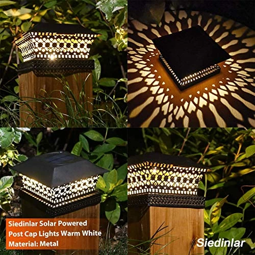 Siedinlar Solar Post Lights Outdoor Fence Deck Cap Light Solar Powered Metal Warm White LED Lighting Waterproof For… 6 Siedinlar Solar Post Lights Outdoor Fence Deck Cap Light Solar Powered Metal Warm White LED Lighting Waterproof For… - Image 6
