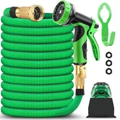 BAZOLOTA Garden Hose, Expandable 50FT Water Hose With 9 Function Nozzle, Flexible Gardening Hose With All Brass…