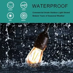 Addlon LED Outdoor String Lights 48FT With 2W Dimmable Edison Vintage Shatterproof Bulbs And Commercial Grade… -Garden Supply Store 61djxbETxhL