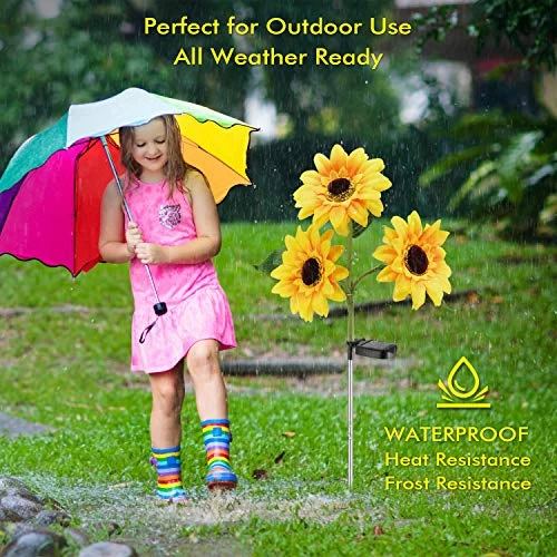 Outdoor Solar Garden Stake Lights,Upgraded LED Solar Powered Light With 3 Sunflower, Waterproof Solar Decorative Lights… 2 Outdoor Solar Garden Stake Lights,Upgraded LED Solar Powered Light With 3 Sunflower, Waterproof Solar Decorative Lights… - Image 2