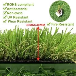 Artificial Grass Turf Interlocking Grass Tile 9 PCS Synthetic Lawn Rug Fake Grass Carpet Food Indoor Outdoor Landscape… -Garden Supply Store 61f2yygZ74L