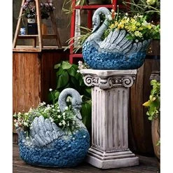 Blue Swan Shape Large Plant Pot Hand Cast Stone Embossed Flower Garden Ornament Heavy Flower Planter Basket Decor… -Garden Supply Store 61gqnR4prRL