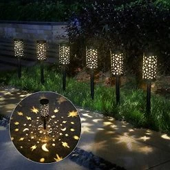 6 Pack Solar Light Outdoor Garden Patio Pathway Landscape Lights Yard Driveway Lawn Walkway Decoration Star Moon Solar…
