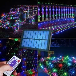 Abkshine 180 LEDs Solar Christmas Net Lights 10Ft X 4.9Ft, 8 Modes Multicolored Solar Christmas Lights Outdoor, Solar…