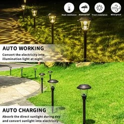 GIGALUMI Solar Garden Lights 8 Pack, Super Bright Solar Pathway Lights, Glass Stainless Steel Solar Lights Outdoor… -Garden Supply Store 61j3zYUE0xL