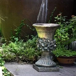 Roman Cast Stone Ornate Rose Decor High Urn Planter Flower Plant Pot Vase Garden Deco Greek Figurine -Garden Supply Store 61kryaheJeL