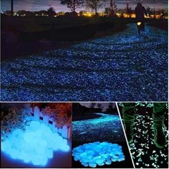 Glow Stones, Glowing In The Dark Pebbles 150pcs For Walkways, Window, Yard Grass, Driveway, Outdoor Decor DIY Decorative…