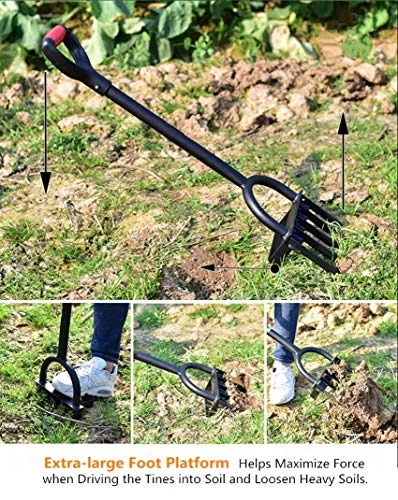 5-Tine Heavy Duty Pitch Fork For Gardening – Long Handled Digging Fork Garden Claw Weeder 2 5-Tine Heavy Duty Pitch Fork For Gardening – Long Handled Digging Fork Garden Claw Weeder - Image 2
