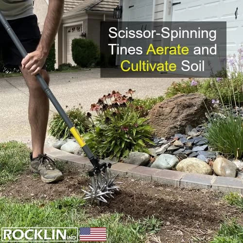 Rotary Cultivator Tool – 60” Extra Long Handle – Reinforced Tines – Reseeding Grass Or Soil Mixing – All Metal, No… 3 Rotary Cultivator Tool – 60” Extra Long Handle – Reinforced Tines – Reseeding Grass Or Soil Mixing – All Metal, No… - Image 3