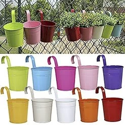 JNDJNFV Flower Pots, Tiny Cute Multicolor Metal Iron Indoor Outdoor Garden Planters Hanging Flower Plant Pots Small… -Garden Supply Store 61s4Q88B2BjL