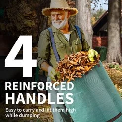 Garnen 72 Gallon Garden Waste Bags (2 Pack), Heavy Duty Reusable/Collapsible Leaf Basket Bags With 4 Reinforced Handles For Lawn Yard Pool Plant Trash Trimming Gardening Containers -Garden Supply Store 61t V4 N1GL
