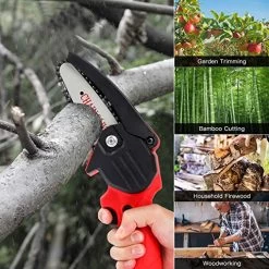 Mini Cordless ChainSaw With 2 Battery, Seesii 4-Inch Cordless Electric Pruning Chain Saw, One-Handed Portable Battery… -Garden Supply Store 61tAkpFTgGL
