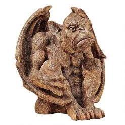 Design Toscano Balthazar’s Watch Gargoyle Gothic Decor Statue, 25 Cm, Polyresin, Aged Stone