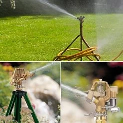 M PLUS Heavy Duty Brass Impact Lawn Sprinkler With Metal Spike, Adjustable Angle And Distance, Watering Up To 41… -Garden Supply Store 61uS0AOaieL