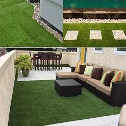 Artificial Grass Turf Interlocking Grass Tile 9 PCS Synthetic Lawn Rug Fake Grass Carpet Food Indoor Outdoor Landscape… -Garden Supply Store 61uS5OJZ0RL