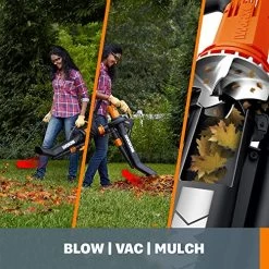 WORX WG509 TRIVAC 12 Amp 3-in-One Blower/Mulcher/Vacuum With Metal Impeller, And Collection Bag – -Garden Supply Store 61vpHYVoW7L