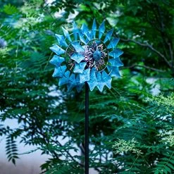 Solar Wind Spinner New Azure 190cm (75inches) Multi-Color Seasonal LED Lighting Solar Powered Glass Ball With Kinetic… -Garden Supply Store 61xCefic8oL