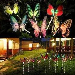 Solar Butterfly Lights, Qualife Solar Decoration Lights Outdoor, Garden Housewarming Gifts For Women Mom, Solar Powered… -Garden Supply Store 61yk2jtiHGL
