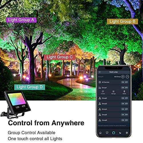 RGB LED Flood Light Color Changing Exterior Light Dimmable Outdoor Lamp,Bluetooth Mesh And APP Control LED Floodlight… 4 RGB LED Flood Light Color Changing Exterior Light Dimmable Outdoor Lamp,Bluetooth Mesh And APP Control LED Floodlight… - Image 4