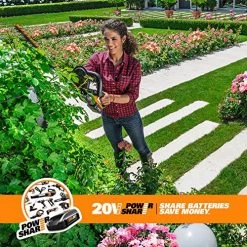 WORX WG255.1 20V Cordless Hedge Trimmer, 20″ -Garden Supply Store 71AezUE4MmL