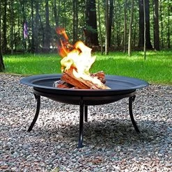Sunnydaze Portable Fire Pit Bowl – Round Wood-Burning Fire Bowl For Outside With Spark Screen, Fireplace Poker, Folding… -Garden Supply Store 71EyRaJC1zL