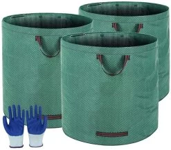 3Pack 72Gallons Collapsible Garden Waste Bags, Self-Standing And Reusable Leaf Bag
